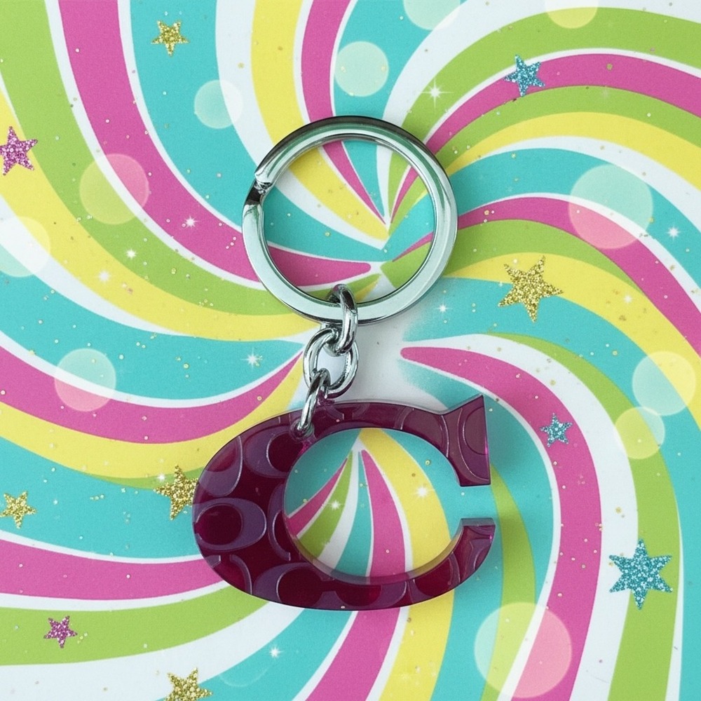 Coach Pink Resin Signature "C" Keychain | Y2K | Rare‎ Charm